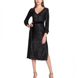 Betsey Johnson Black Sequin Midi Dress